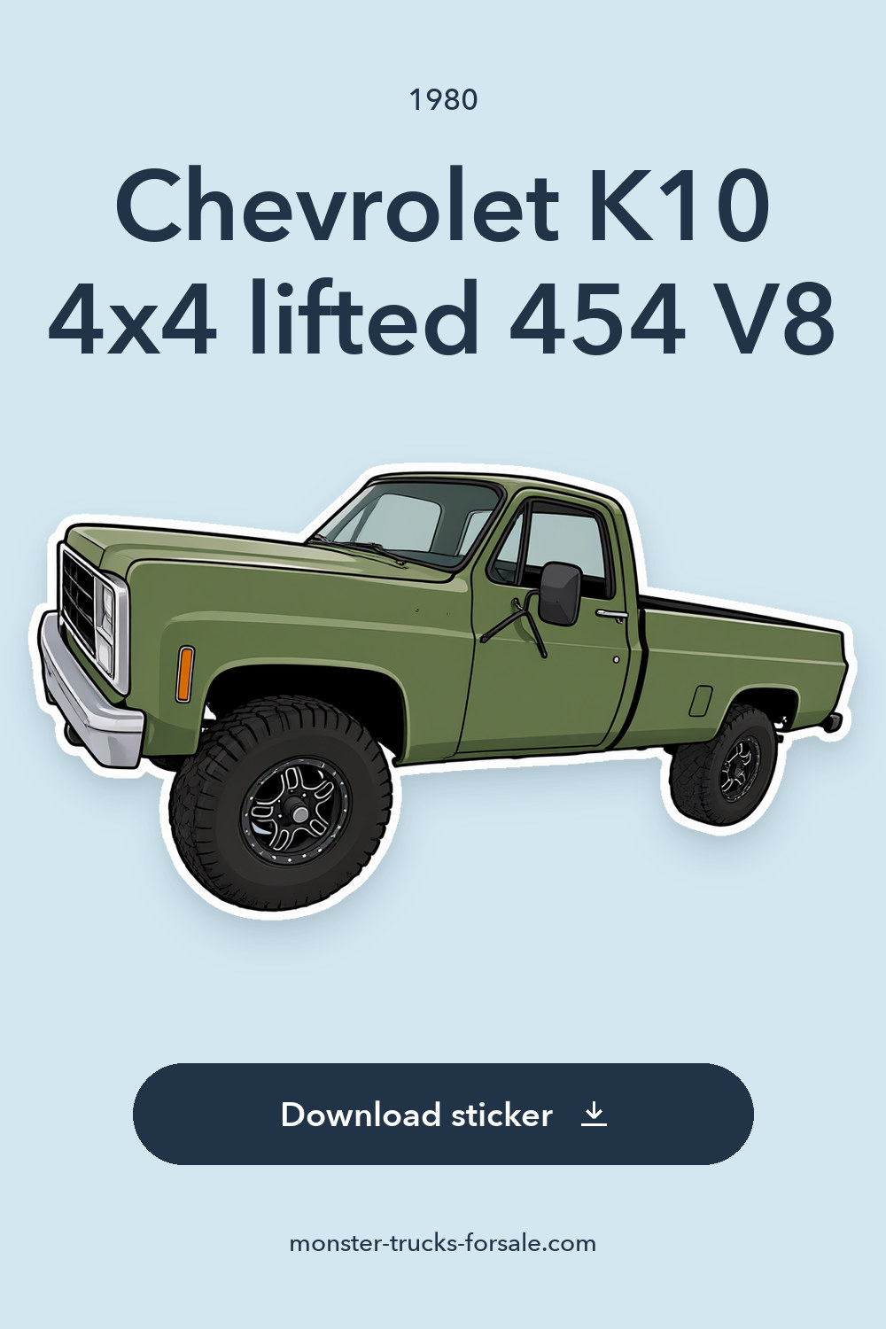 1980 Chevrolet K10 4×4 lifted 454 V8 sticker preview